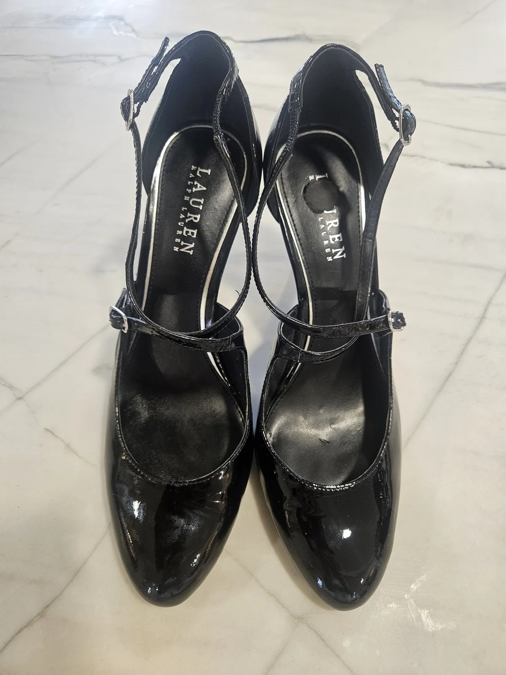 Lauren Ralph Lauren Raquel Black Patent Leather Mary Jane Pumps